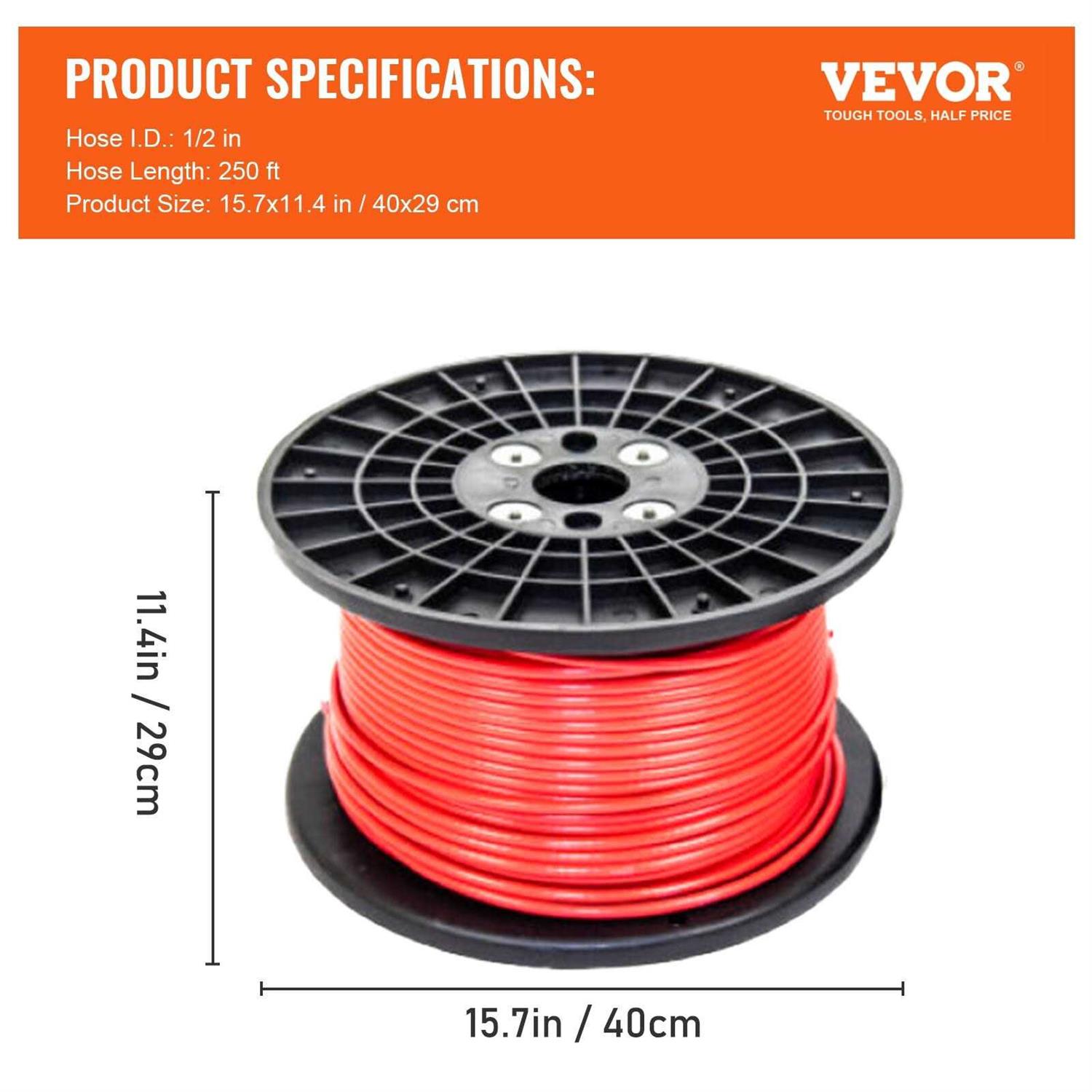 VEVOR Air Hose Reel 250' Flexible Hybrid Rubber Compressor Hose 300psi - Shop Hardware Tools Online Store