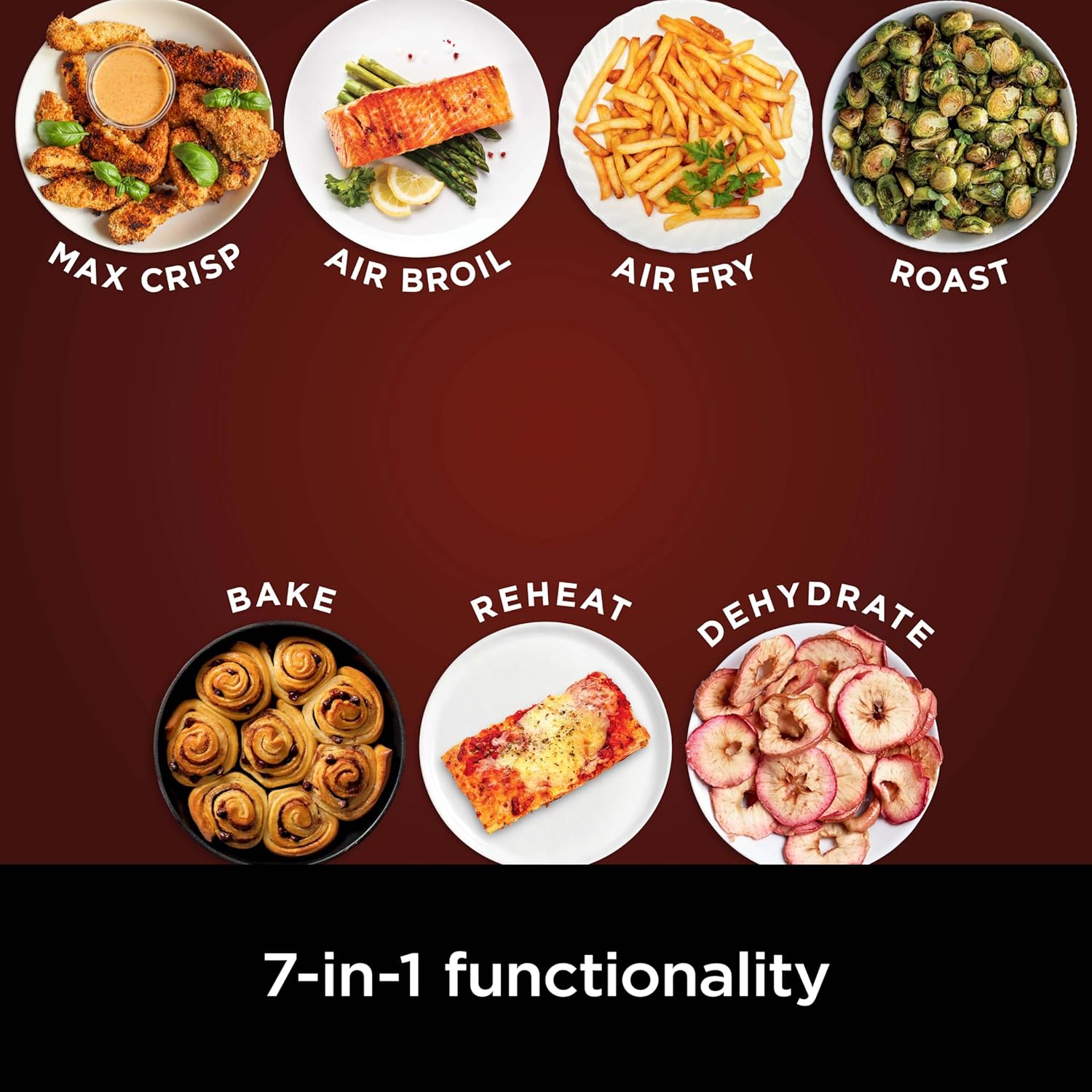 Ninja Air Fryer Pro XL 7-in-1, Max Crisp Tech, 450F for Hotter, Crispy Results, 6.5 QT Capacity fits 9 lbs wings, Max Crisp, Broil, Air Fry, Roast, Bake, Reheat, Dehydrate, Space Saving, Grey, AF182