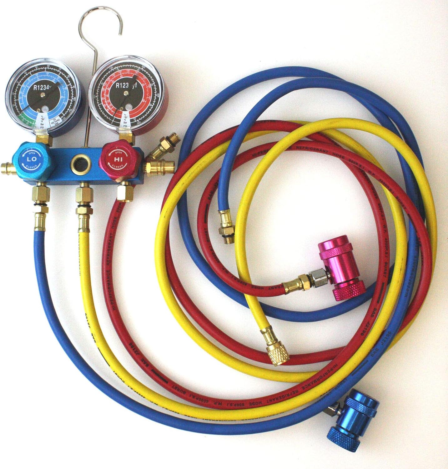 R1234YF HVAC Air Conditioning Aluminum Manifold Gauge Set W/Hoses A/C,Jikkolumlukka