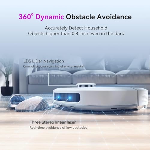 XWOW R2 Robot Vacuum and Mop Combo with Real-Time Cleaning Crawler Mop, Robot Vacuum Cleaner with Laser Obstacle Avoidance LDS Lidar Navigation, Self Cleaning Dock Self Filling Washing and Drying