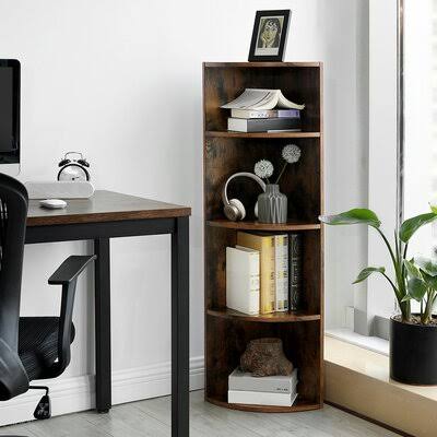 Clarksville 4-Tier Corner Bookcase Union Rustic