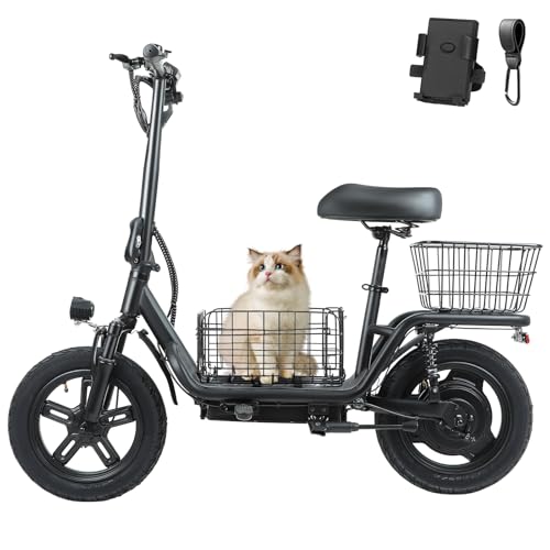 Hoverfly 14" Electric Scooter with Seat Adult, 550W/750W Peak Motor, 18.6/25 Miles Range, 15.5/22Mph Max Speed, Height-Adjustable Comfort Seat, Commuter Escooter with Carry Basket&Accessories