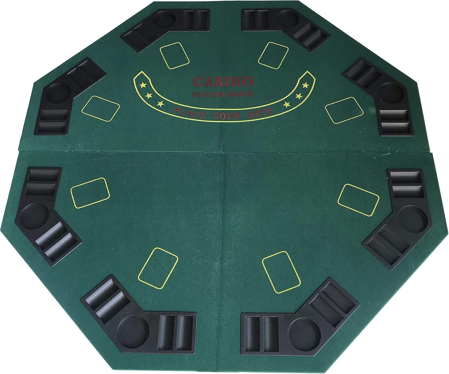 HAN'S DELTA 48" Octagon Folding Poker Table Top, 8 Player Casino Texas Hold'em Poker Layout with Carrying Case
