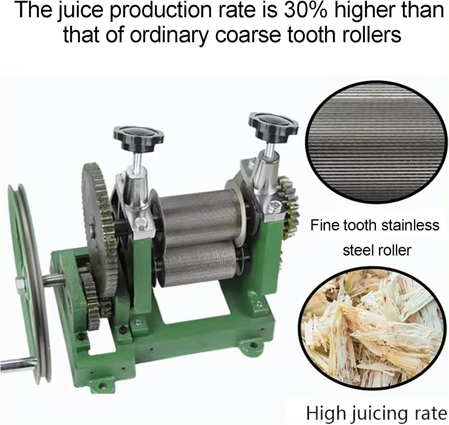 Manual Sugarcane Juice Machine, Hand Crank Sugarcane Juicer with Handwheel, Efficient Juicing 110 Lbs Output Per Hour, Suitable for Fruit Stores Cold Drink Stores Restaurants and Hotels