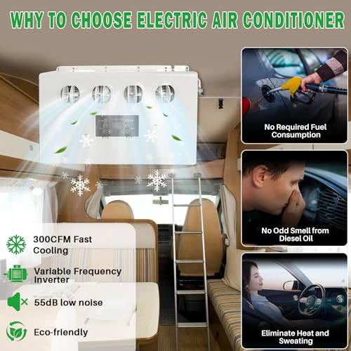 Treeligo 12V D/C Air Conditioner, 8000 BTU Split Electric Cooling Conditioning Unit for RV Truck Camper Bus Van Semi Truck Caravan