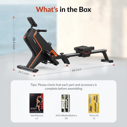 Magnetic Rowing Machines for Home (R05), Water Rowing (R10), 16 Levels of Quiet Resistance Foldable Compact Rowing Machine 350 LB Weight Capacity with Bluetooth, App Supported, Tablet Holder