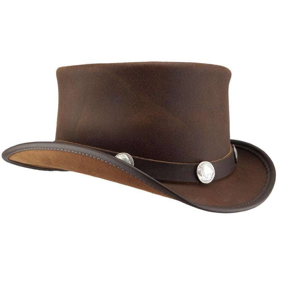 New American Hat Makers El Dorado-Buffalo Band Leather Top Brown X-Large Hat