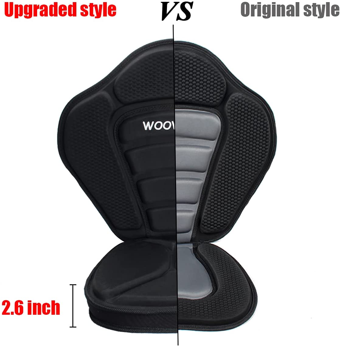 WOOWAVE Thickened Kayak Seat Adjustable Boat Seat High Back Comfortable Backrest Support with Detachable Back Storage Bag