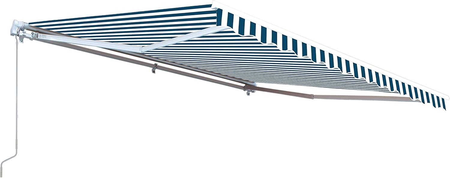 ALEKO AW12X10BWSTR03 Retractable Patio Awning 12 x 10 Feet Blue and White Striped