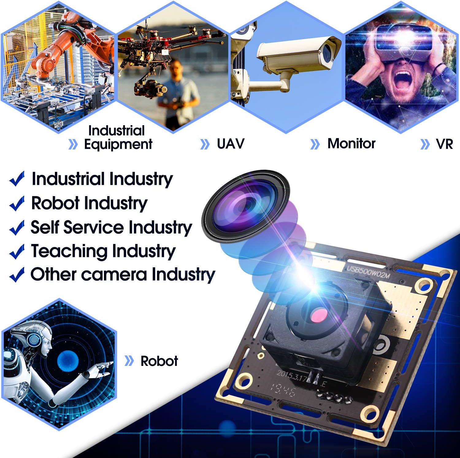 Autofocus 5 Megapixel USB Camera Module with 170 Degree Fisheye Lens HD 2592X1944 USB Webcamera with CMOS OV5640 Sensor USB with Camera,Mini Webcam for Windows Mac Andriod Linux,Plug&Play