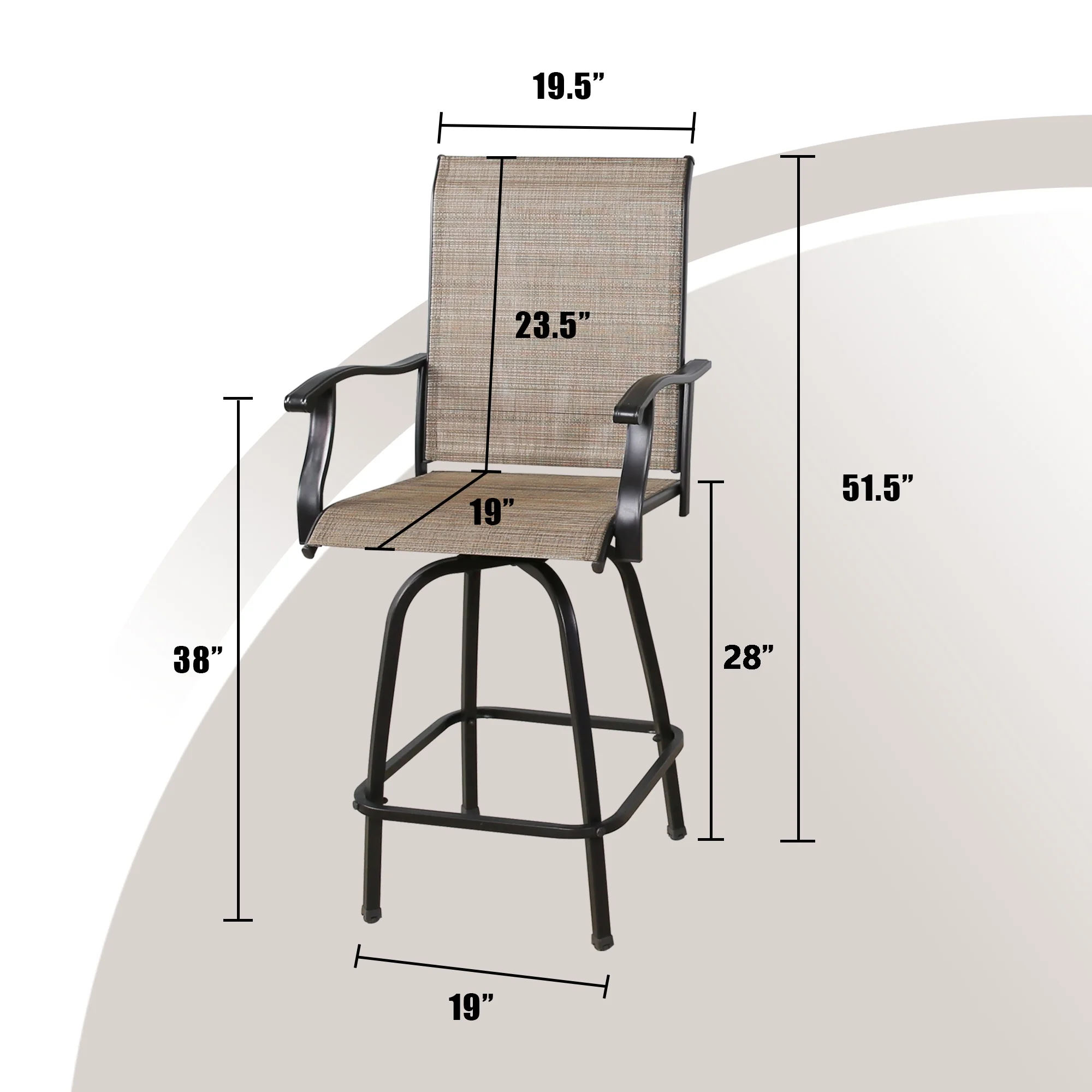 Ulax Furniture 4-Piece Outdoor Swivel Bar Stools, Sling Patio Seating Height Bar Chairs with High Back and Armrest