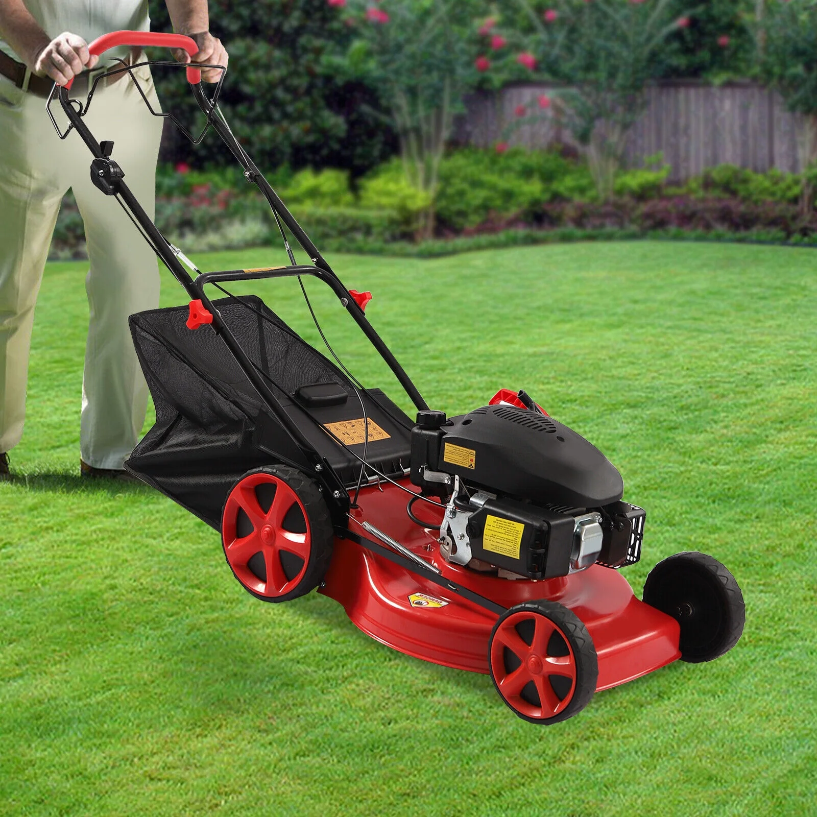 140cc High Wheel FWD Gas Walk Behind Self Propelled Lawn Mower 1.6L 20.5 in Cutting Width