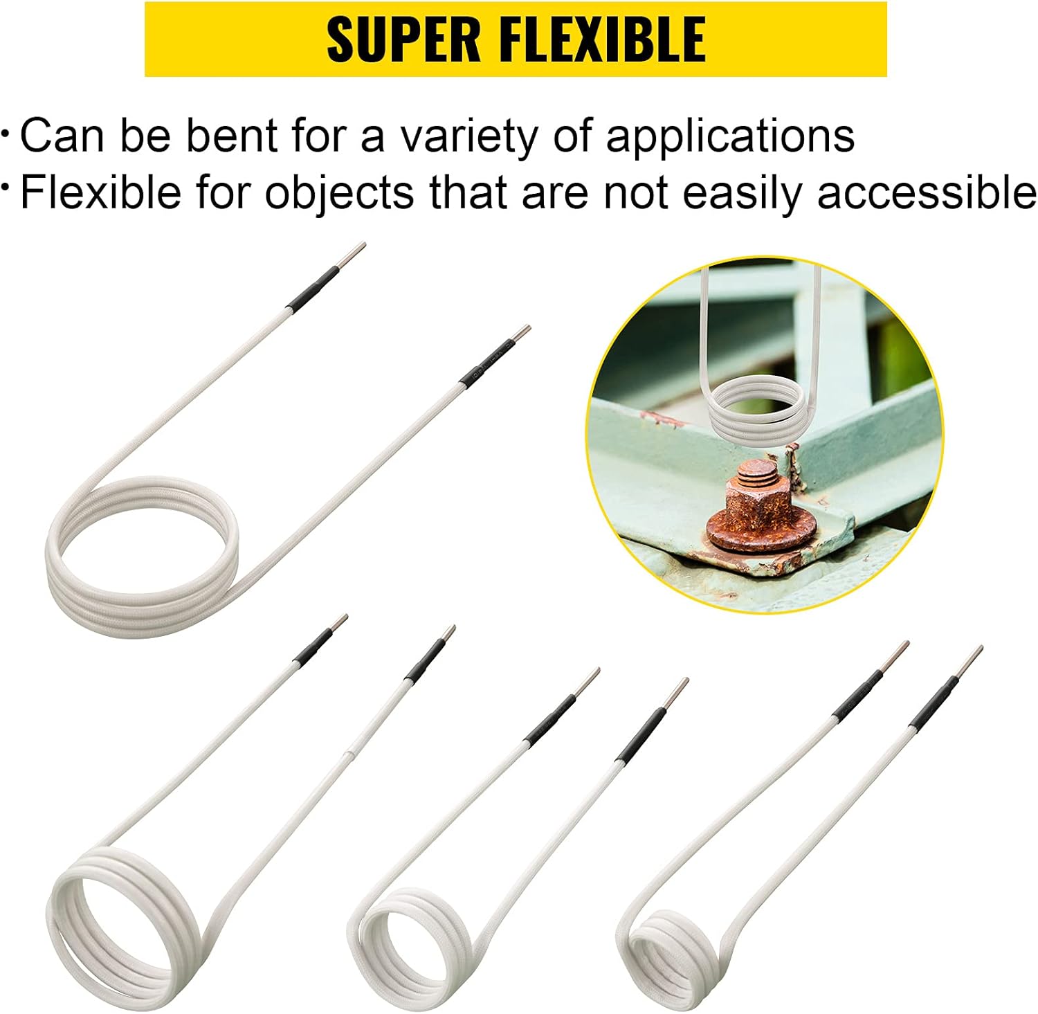 VEVOR Induction Heater Coil Kit 7PCS Most Used Induction Heater Coils with Varying Lengths, Heat Resistant Induction Heater Tool with Flexibility and Long Lifespan For Removing Rusty Bolts and Nuts Pack of 2