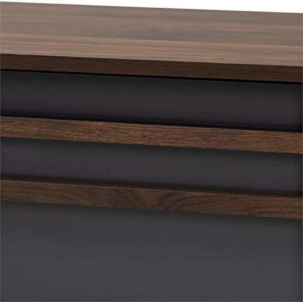 Wood 60" TV Stand Console Entertainment Center In Gray And Walnut