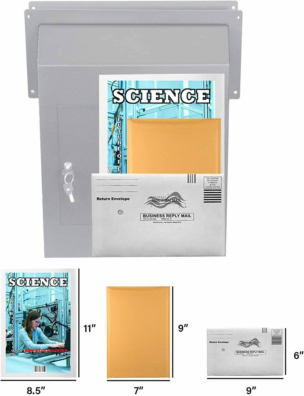 Door Drop Box Mail Slot | Through Door Installation | Locking Steel Cabinet Blk