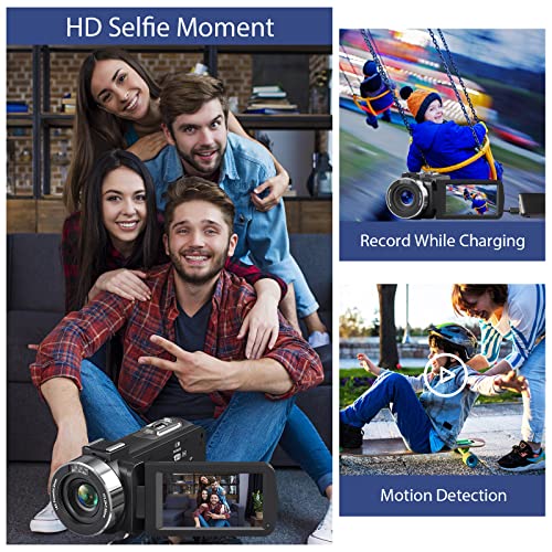 Camcorder Video Camera 4K Ultra 48MP with IR Night Vision,18X Digital Zoom Camcorder Recorder 3" 270° Rotation Touch screen Vlogging Camera for YouTube with Remote Control,2 Batteries,32GB SD Card