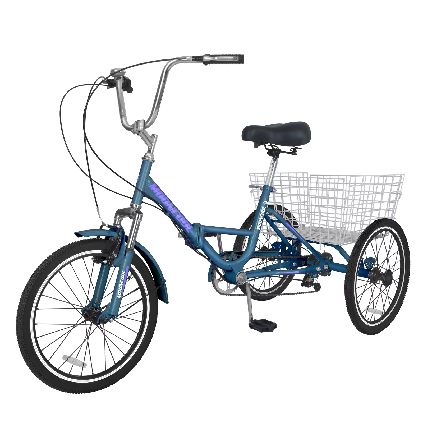 Lilypelle 24" Adult Tricycle Folding Tricycle 3 Wheel Bikes 7 Speed Trikes with Shopping Basket for Seniors Adult,Green