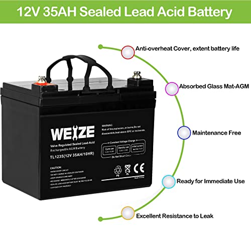 Weize Deep Cycle AGM 12 Volt 100Ah Battery, Maintenance-Free, 3% Self-Discharge Rate, 1150A Max Discharge Current, Perfect for RV, Solar, Trolling Motor, Wind, Marine, Camping and Off-Grid System