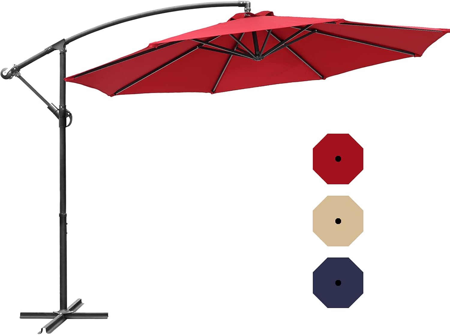 SFJ-CA Rectangular Umbrella Outdoor Market Patio Table Umbrella Polyester Fabric Alloy Bracket Tilt and Crank, Suitable for Market Garden Beach Pool - Navy Blue