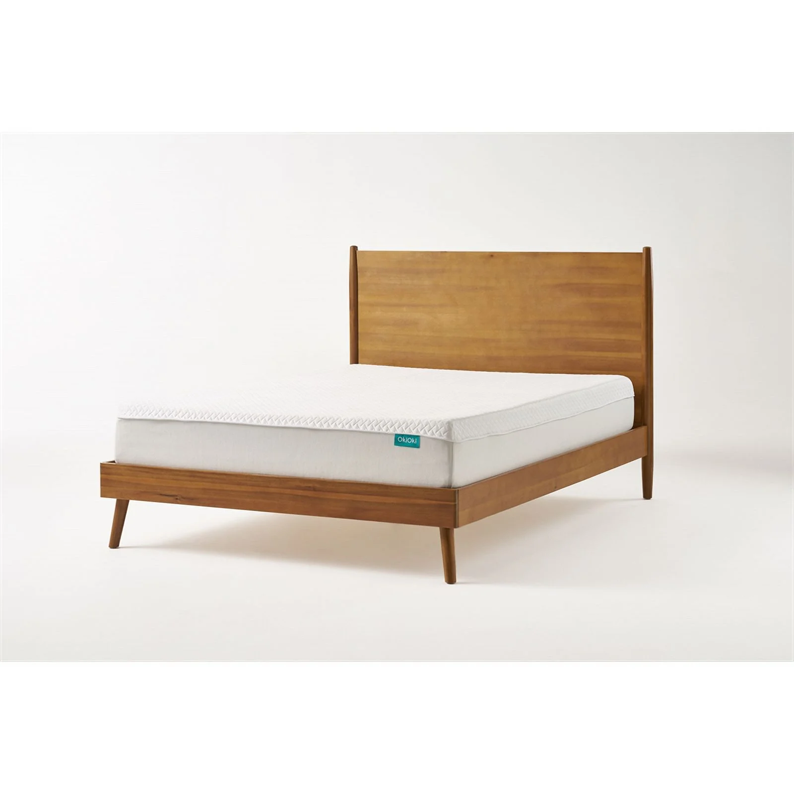 Pemberly Row Mid-Century Full Acacia Wood Bed in Brown Finish