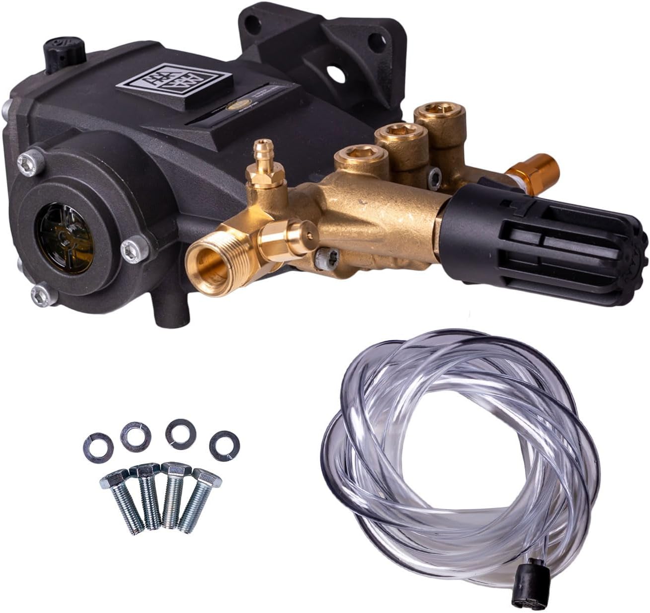 530016 AAA Horizontal Triplex Plunger Replacement Pressure Washer Pump Kit 3700 PSI, 2.5 GPM, 3/4" Shaft, Includes Pump Mounting Hardware and Chemical Siphon Tube with Filter from Simpson Cleaning
