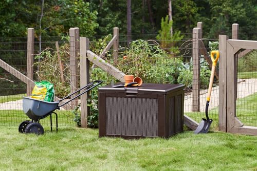 Rubbermaid Extra Large Resin Outdoor Storage Deck Box (134 Gal), Weather Resistant, Gray, Deck Organization for Home/Backyard/Pool Chemicals/Toys/Garden Tools/Porch/Patio Cushions