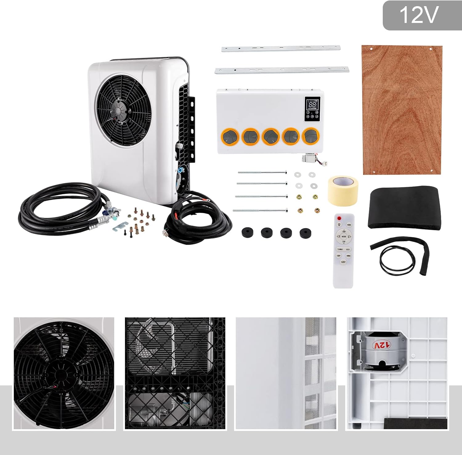 12V 6800 BTU Truck Cab Air Conditioner Split AC Fits Semi Truck Bus RV Caravan, 2V RV Air Conditioner System Split Universal Mini Split A/C System Unit 6800BTU Fits Auto Mini Bus Trucks