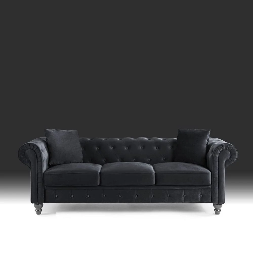 Microfiber Small-Space Chesterfield Sofa (Purple)
