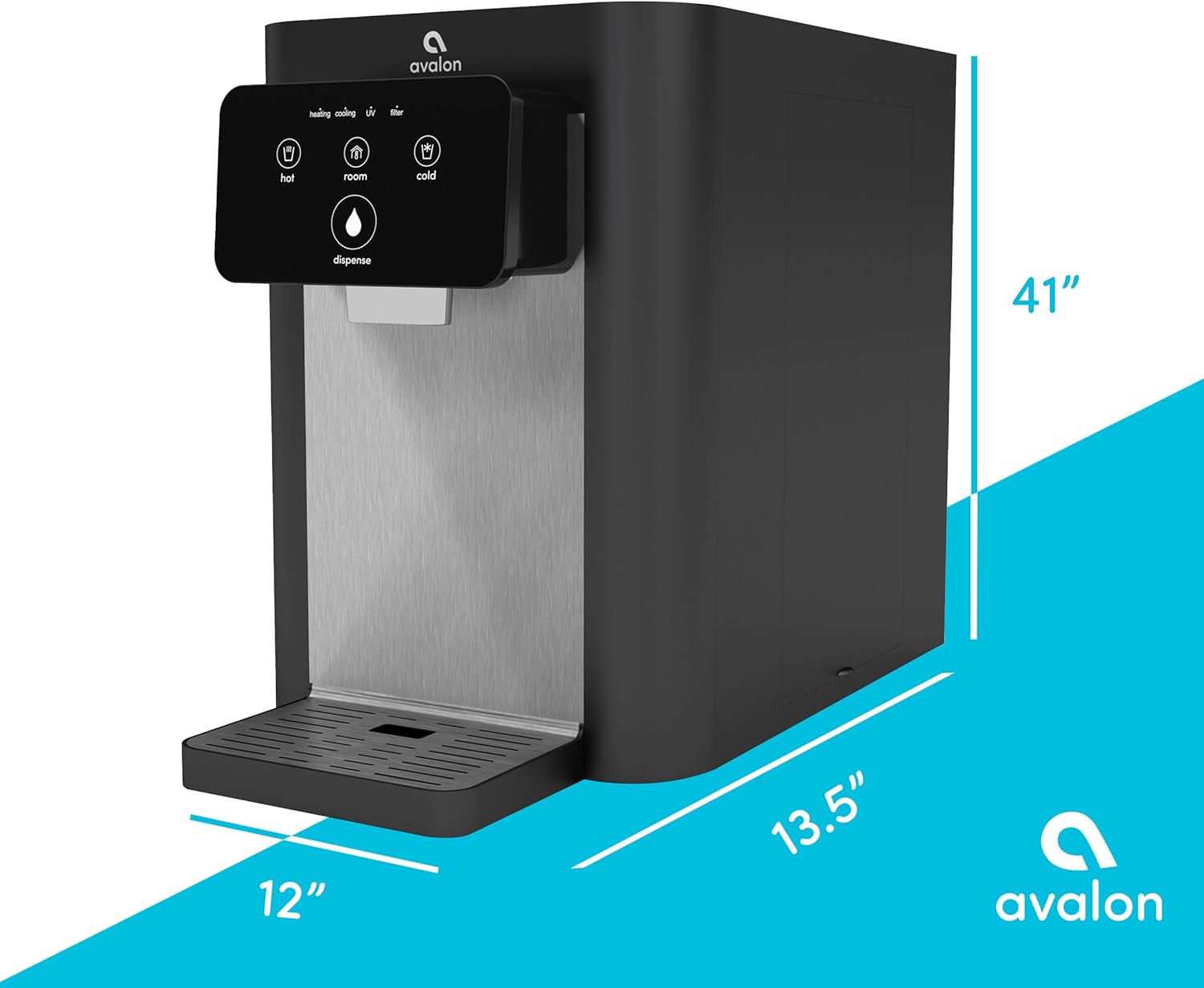 Avalon A9 Electric Touch Countertop Bottleless Cooler Water Dispenser-3 Temperatures (Black), 21 x 11 x 16 inches