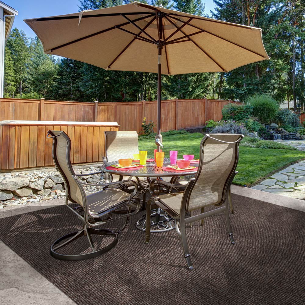 Heavy-Duty Ribbed Indoor/Outdoor Carpet with Rubber Marine Backing - Tuscan Brown 6' x 10' - Several Sizes Available - Carpet Flooring for Patio, Porch, Deck, Boat, Basement or Garage