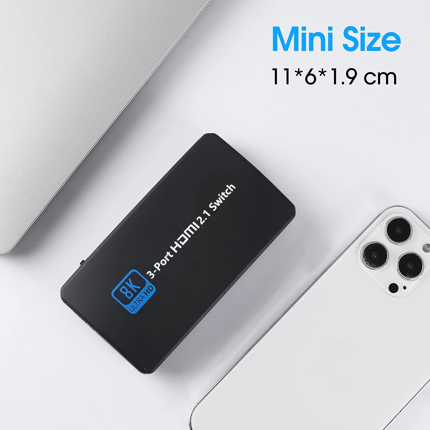 8K@60Hz HDMI 2.1 Switch, HDMI Switch 3 in 1 Out, 3-Port HDMI Switcher Selector, Supports 4K@120Hz, 1080P@240Hz, 1080P@120Hz for Fire Stick, HDTV, PS4/5, Game Consoles with Remote Control Pack of 2