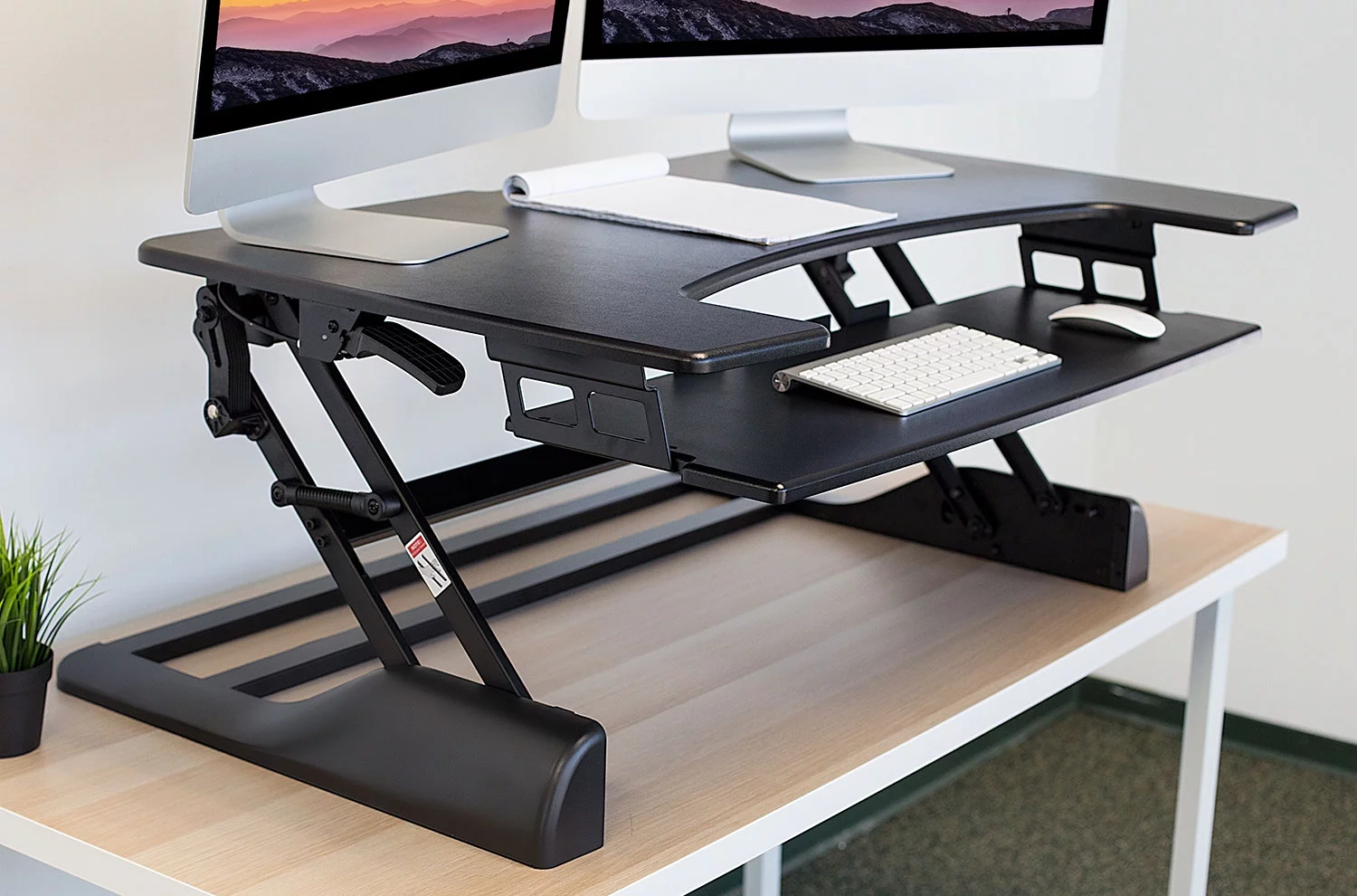 Mount-It! Extra Wide, Height Adjustable, Black, Steel, Standing Desk Converter, Ergonomic