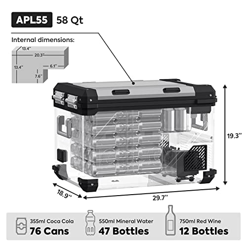 ICECO APL55 12 Volt Refrigerator with Bluetooth Controlled, Dual Zone Portable Fridge with SECOP Compressor, -4℉~68℉, DC/AC, for Truck, RV, Car & Home