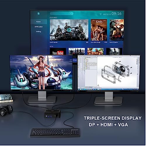 Fanless Mini PC Windows11 Pro 12th Intel Alder Lake-N100 Upto 3.4GHz,TDP 6W,Dual LAN Desktop Mini Computer 8/16GB DDR4 256/512GB NVMe SSD,4K Triple Display/BT 5.2/USB 3.0
