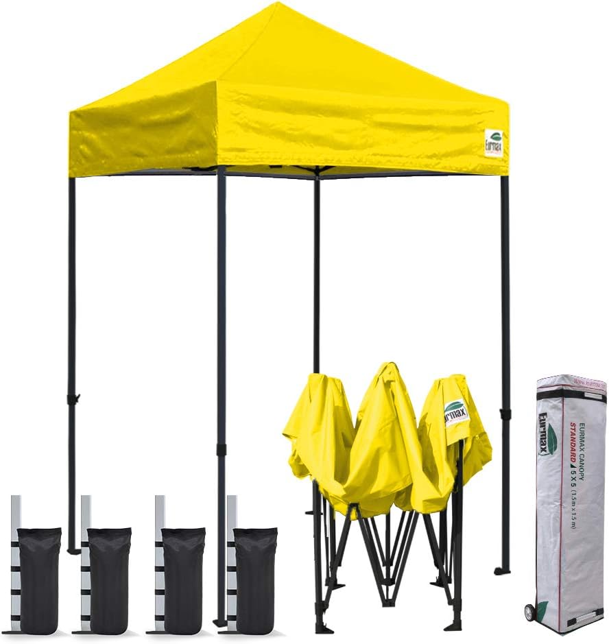 Eurmax USA 8'x12' Ez Pop Up Canopy Tent Commercial Instant Canopies with Heavy Duty Roller Bag,Bonus 4 Sand Weights Bags (Red)
