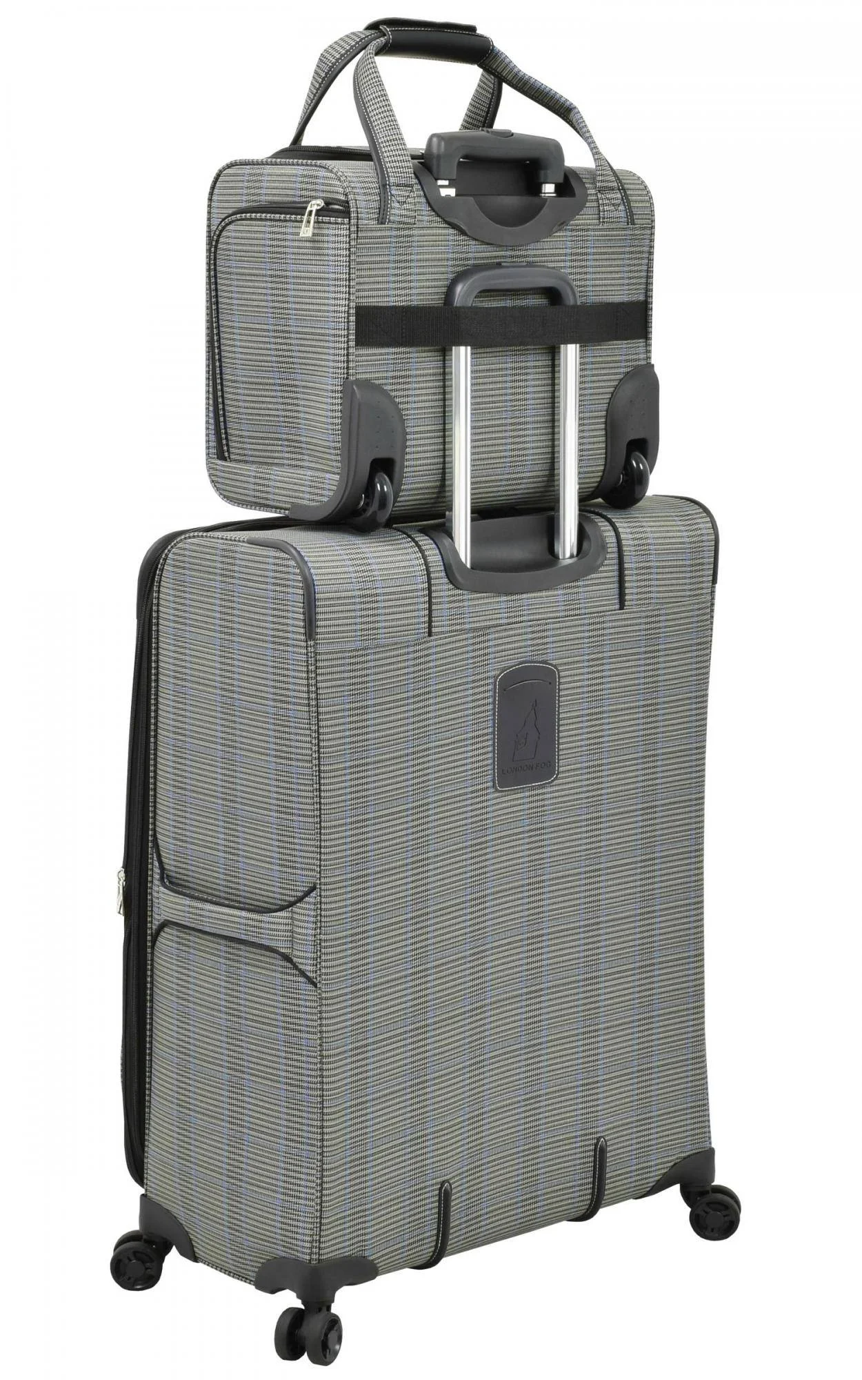London Fog Knightsbridge II 25x22 Expandable Spinner (Grey Sapphire Plaid)