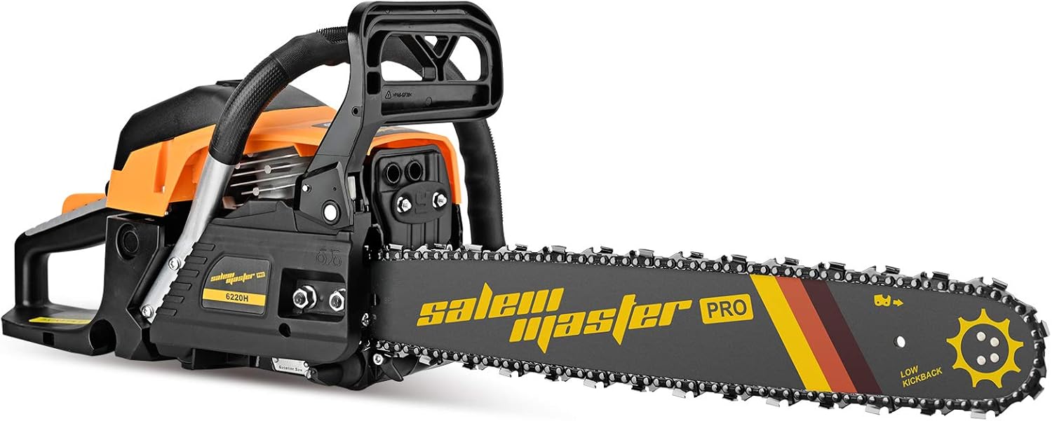 SALEM MASTER 6220H Chainsaw for Trees Gas Powered 62CC 2-Cycle Gas Chainsaw, 20-Inch Chainsaw, Handheld Cordless Petrol Gasoline Chain Saw for Farm, Garden and Ranch