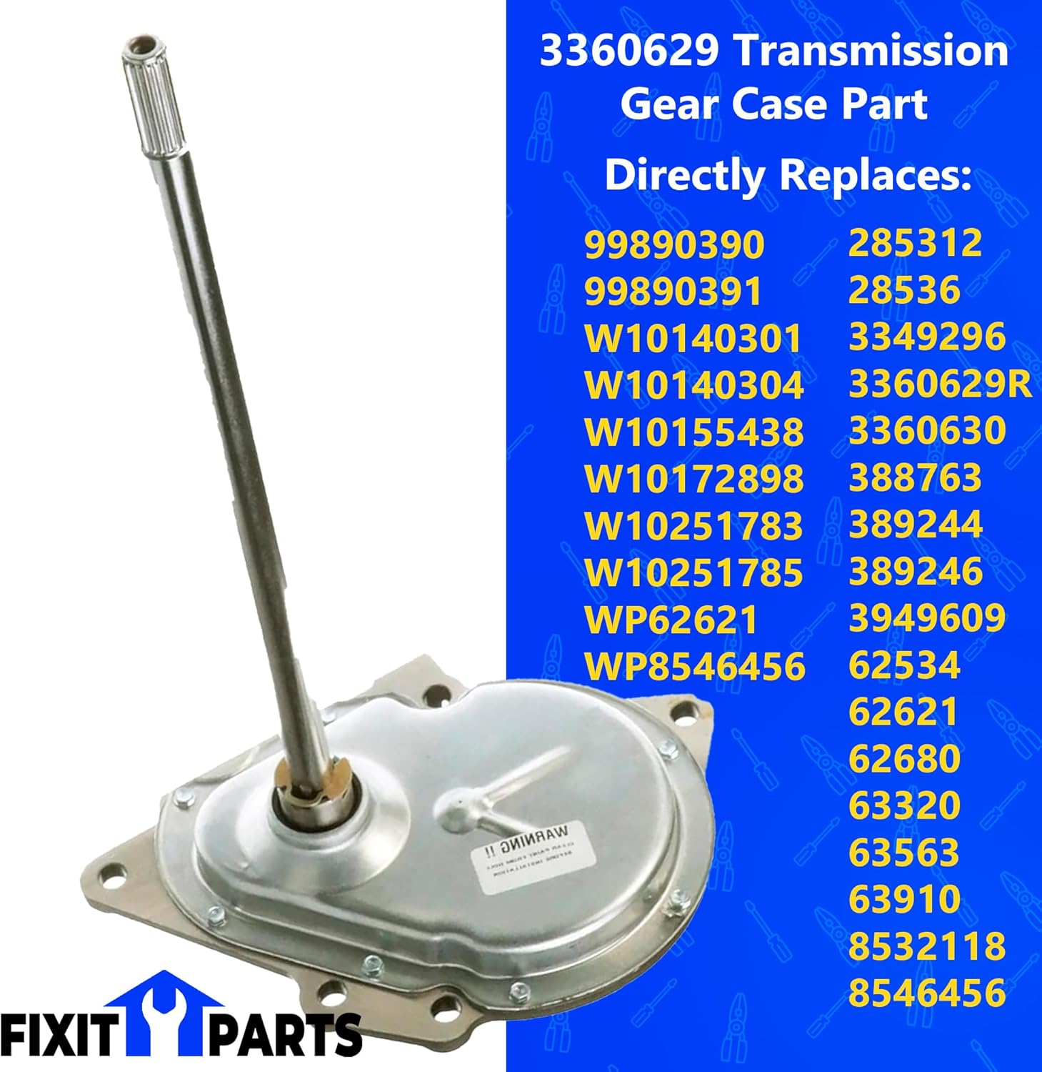 UPGRADED FIXIT PARTS 3360629 Transmission Gear Case Part for Whirlpool, Kenmore, KitchenAid, Maytag, Roper, Admiral, Amana, Crosley, Estate, Inglis washers.