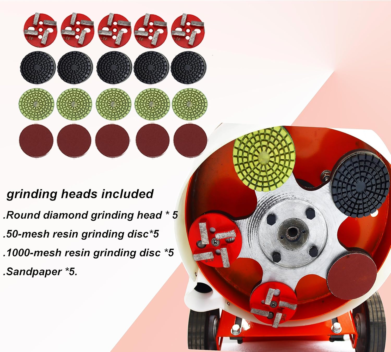 Concrete Floor Grinder Cement Ground Grinder Grinding Epoxy Floor Paint and Cement Floor Polishing Dust-free Grinder Inside Dust Suction Fan 220V