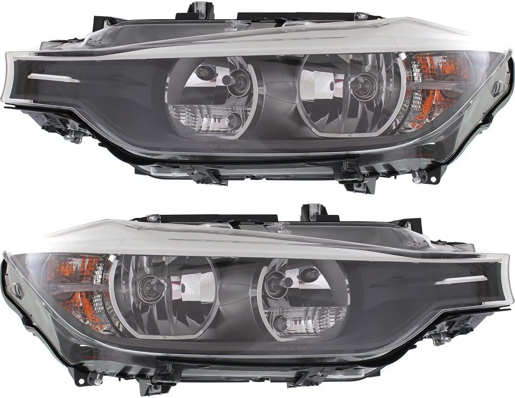 For 2012-2015 BMW 328i Pair Headlights Driver and Passenger Side F30; Sedan; Halogen BM2502169 BM2503169| 63117338709 63117338710