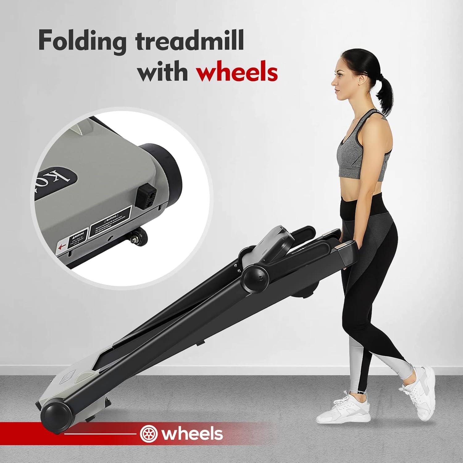 kotia Portable Folding Treadmill Zero Assembly Compact Treadmill with Bluetooth Speaker for Home Apartment and Small Space (Mode GHN10420)