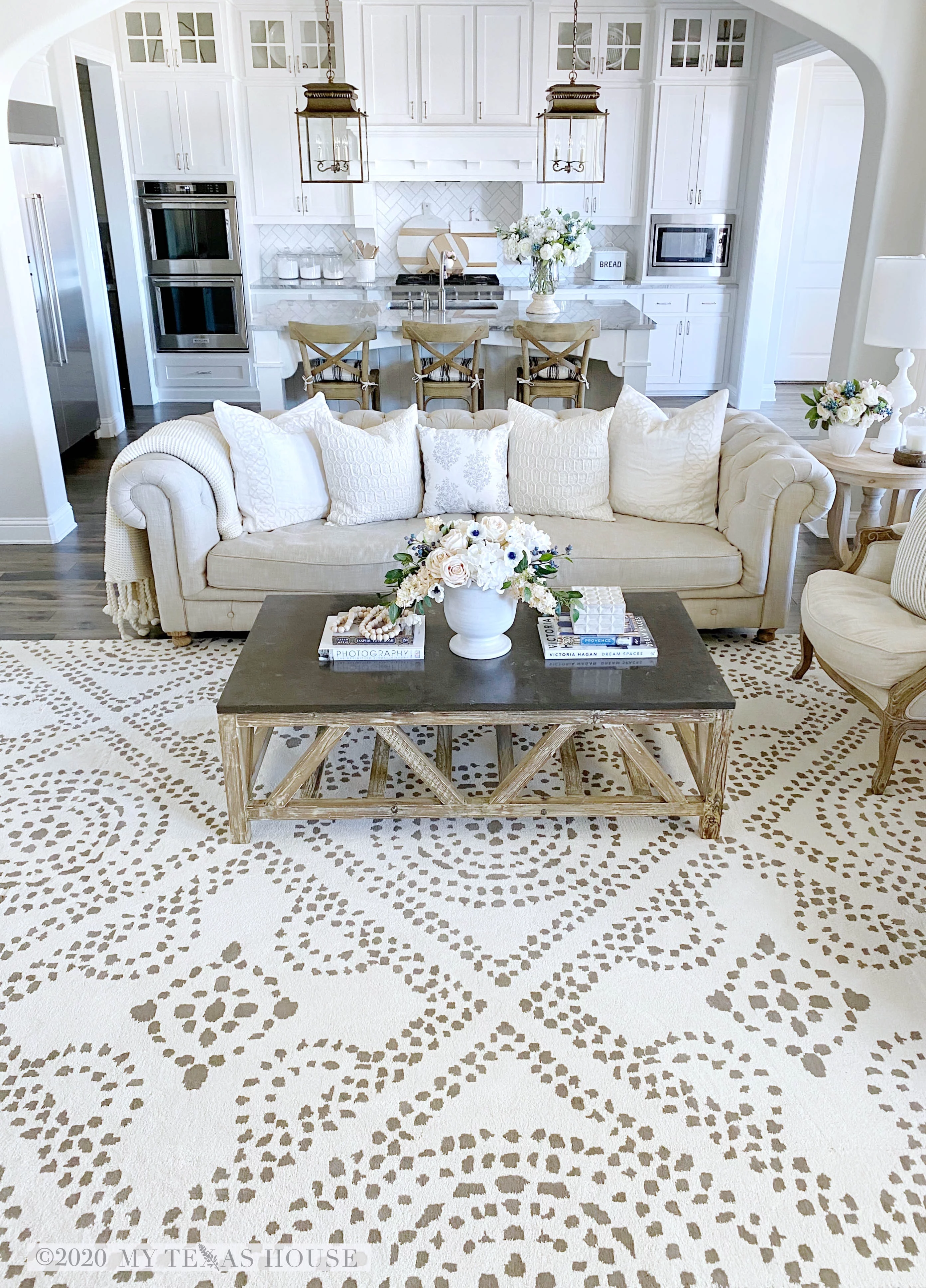 My Texas House Saltillo 5'3" X 7'6" Natural White Bohemian Area Rug