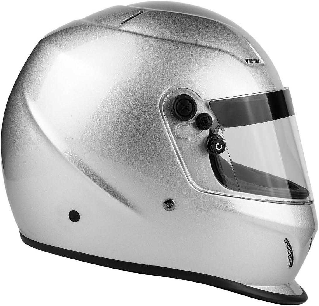 Snell SA2020 Approved Full Face Racing Helmet (Silver, 2XL)