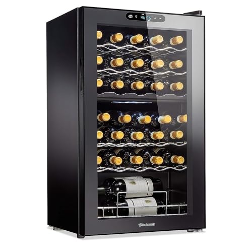 Wine Enthusiast Silent Dual Zone Wine Refrigerator - Freestanding Slimline Bottle Storage Wine Cooler