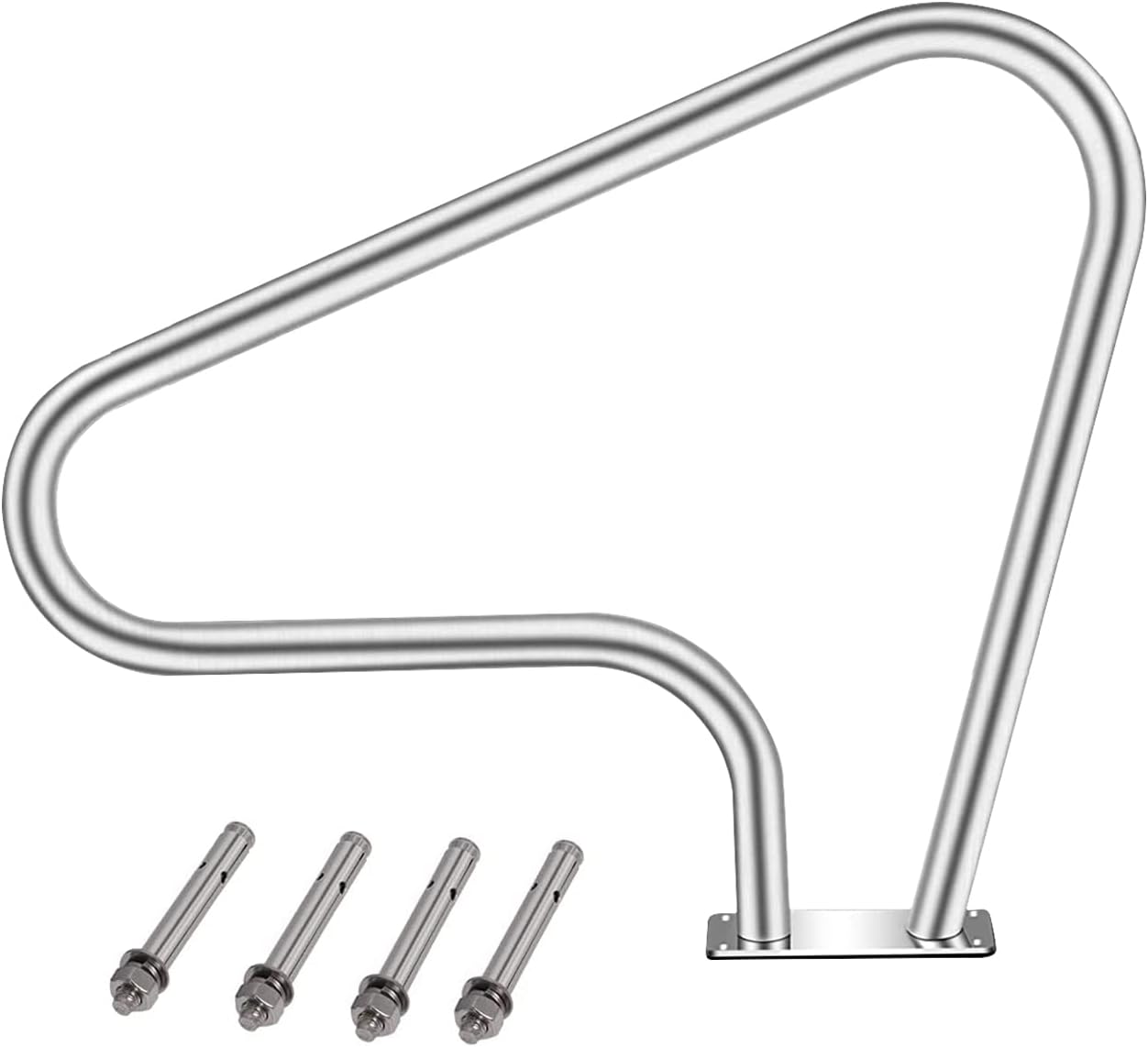 Swimming Pool Hand Rail for Inground Swimming Pools Easy Mount Hand Grab Rail, Stainless Steel Swimming Pool Stair Rail w/Base Plate 30.5×22.5 Swimming Pool Rails