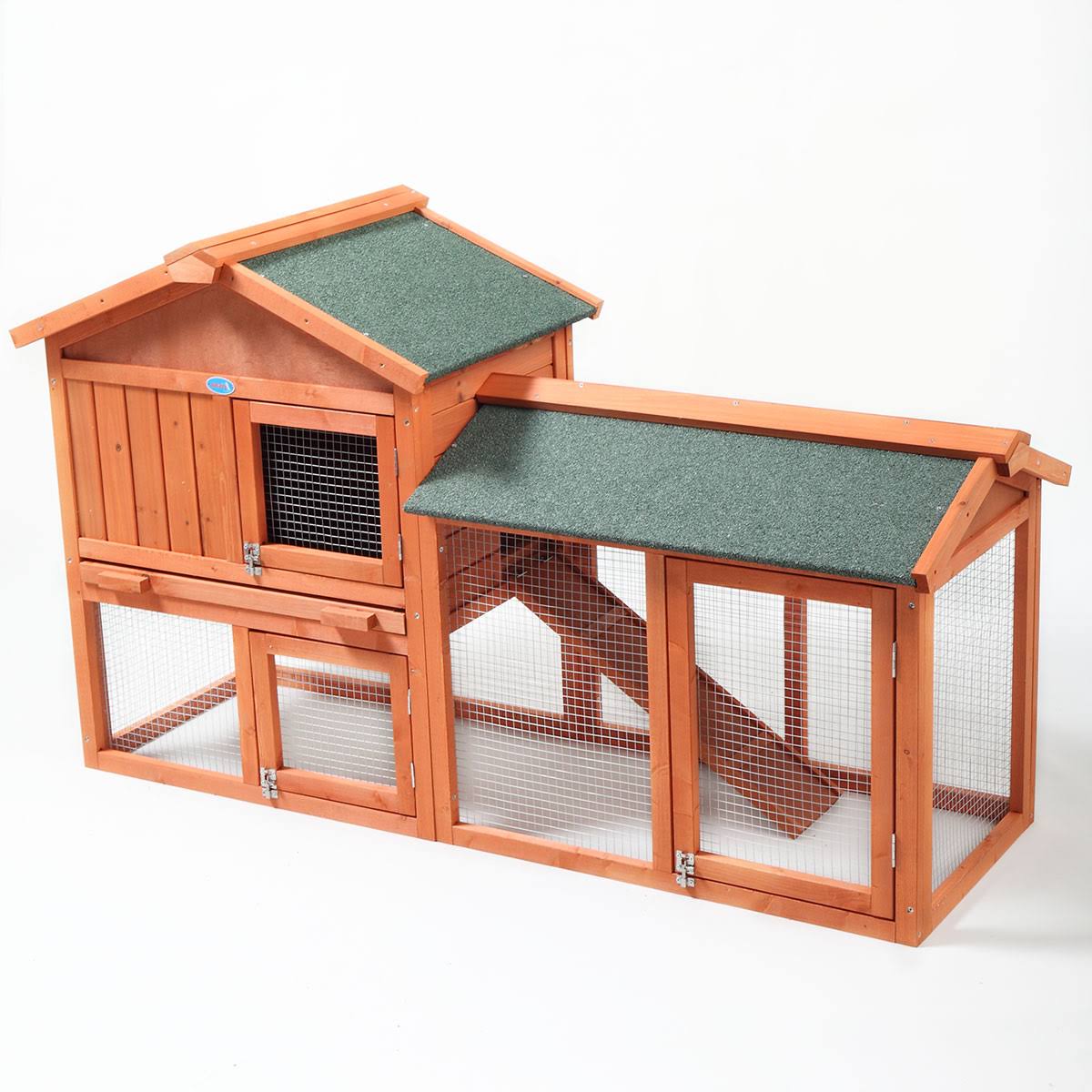 coziwow 2 Story Outdoor Wooden Chicken Coop Rabbit Hutch House Small Pet Poultry Cage-Orange
