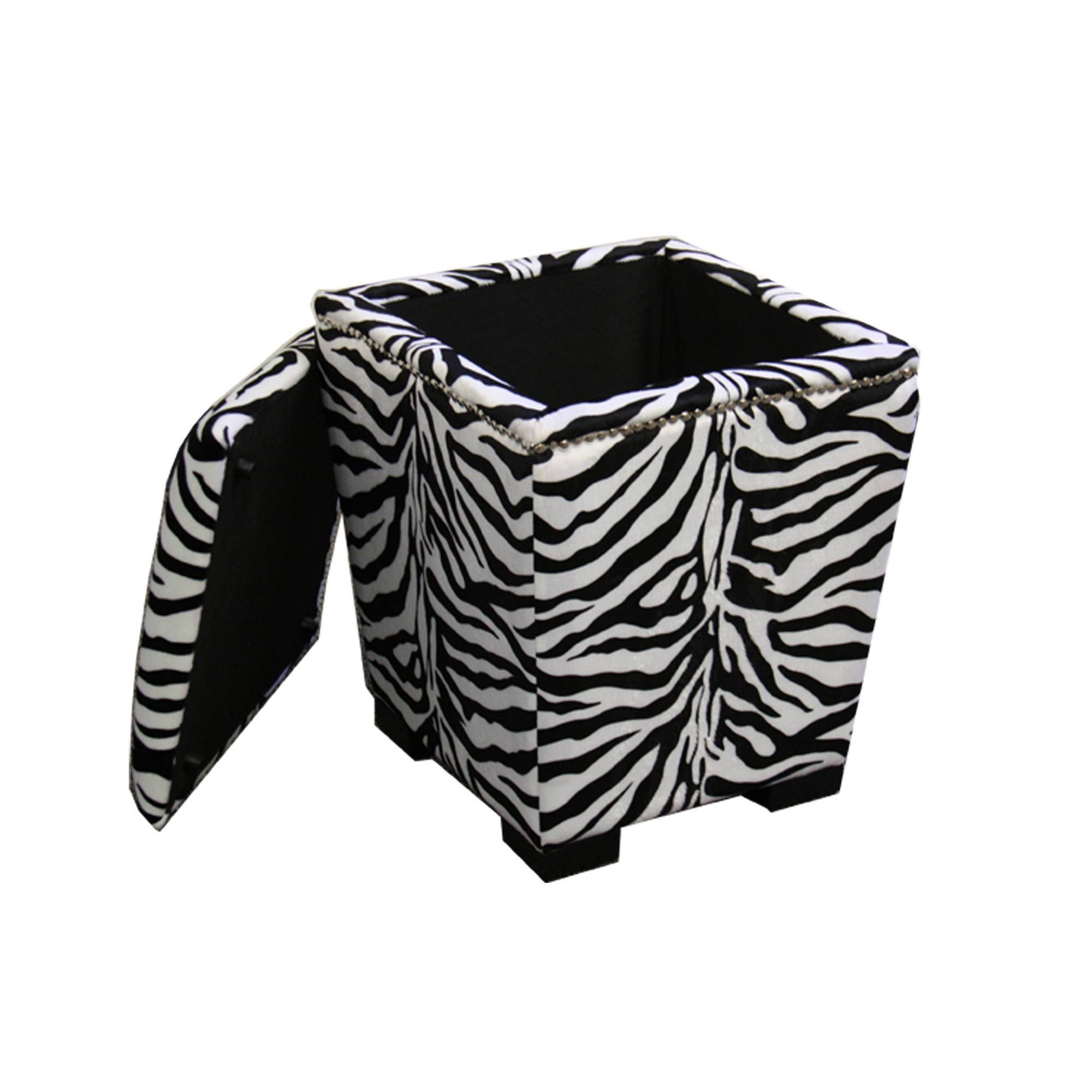 Ore International 19.5x22H Zebra Storage Ottoman