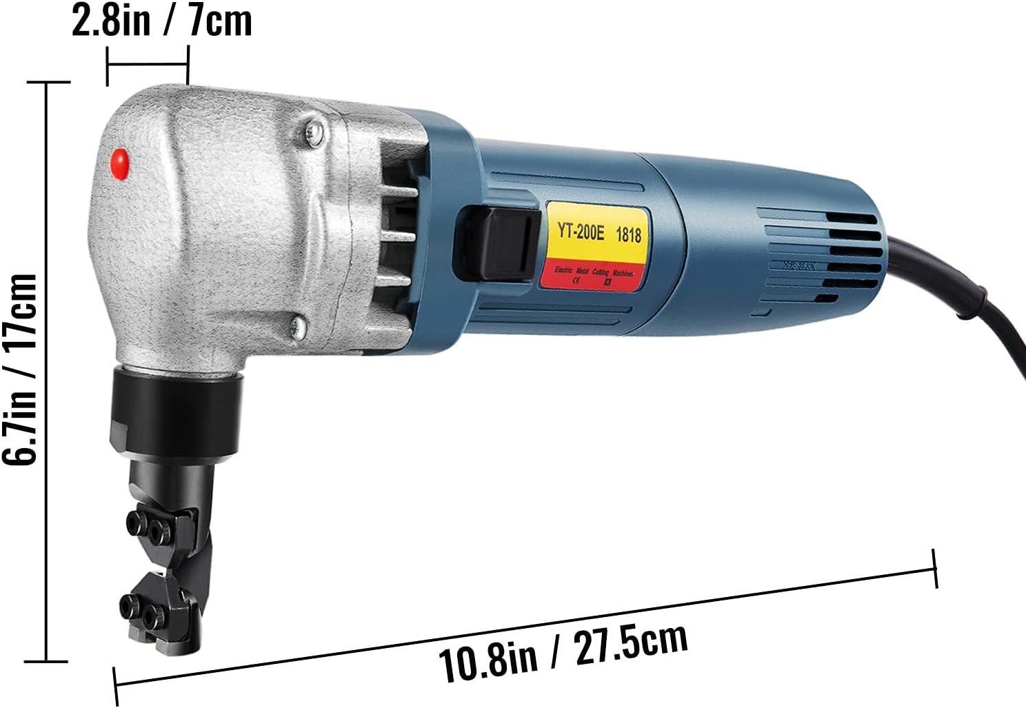 VEVOR Sheet Metal Nibbler 380W, Electric Metal Nibbler 1800RPM High Speed Rotor 0.07in/1.8mm, Metal Nibbler Cutter w Replaced Blades Storage Case for Cutting Stainless Steel, Aluminium, Plastic