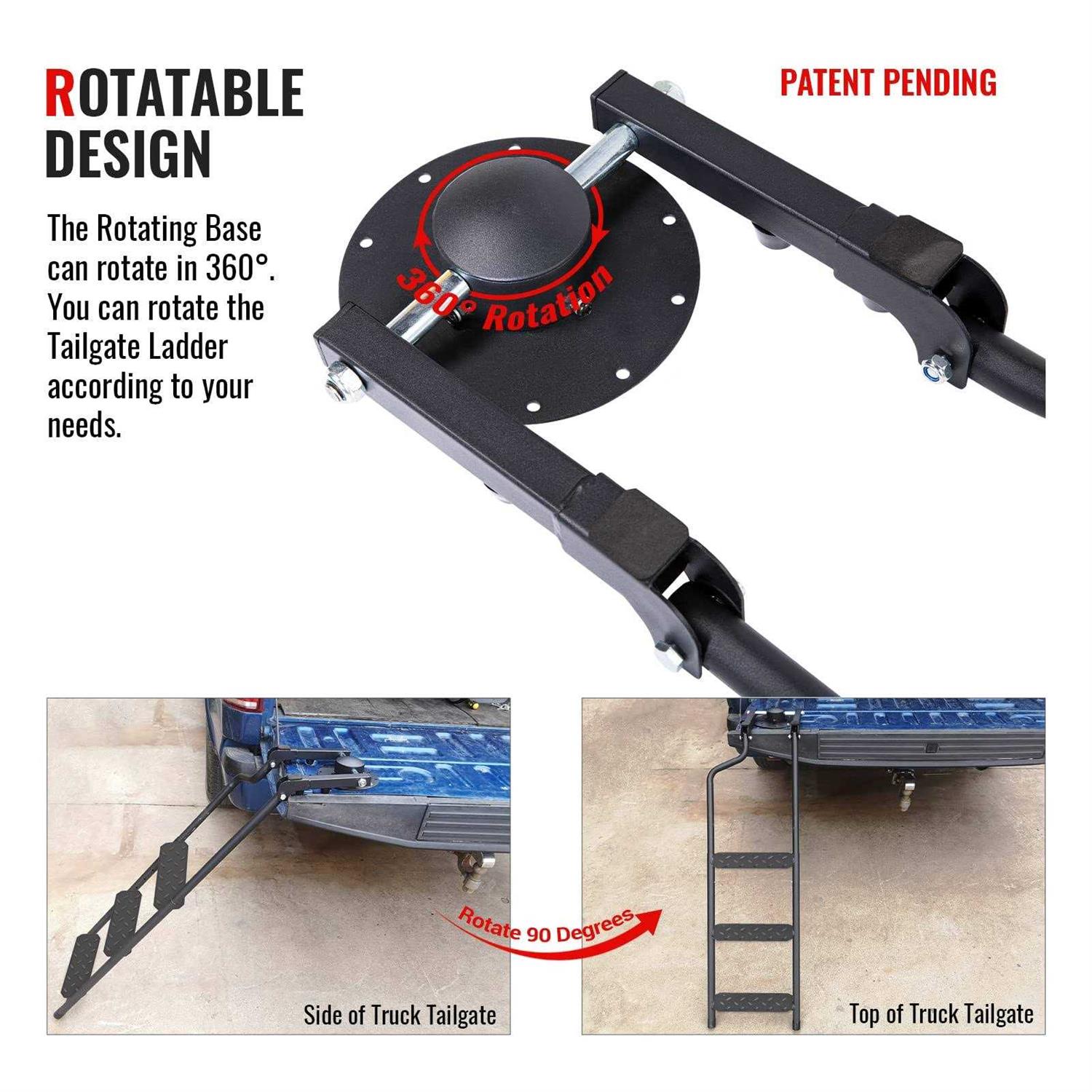 AA Products. AA Product Tailgate Ladder Foldable Pickup Truck Tailgate Ladder with Wide Pedal Non-Slip Sturdy for Truck Easy Install Durable Steel - Shop Hardware Tools Online Store