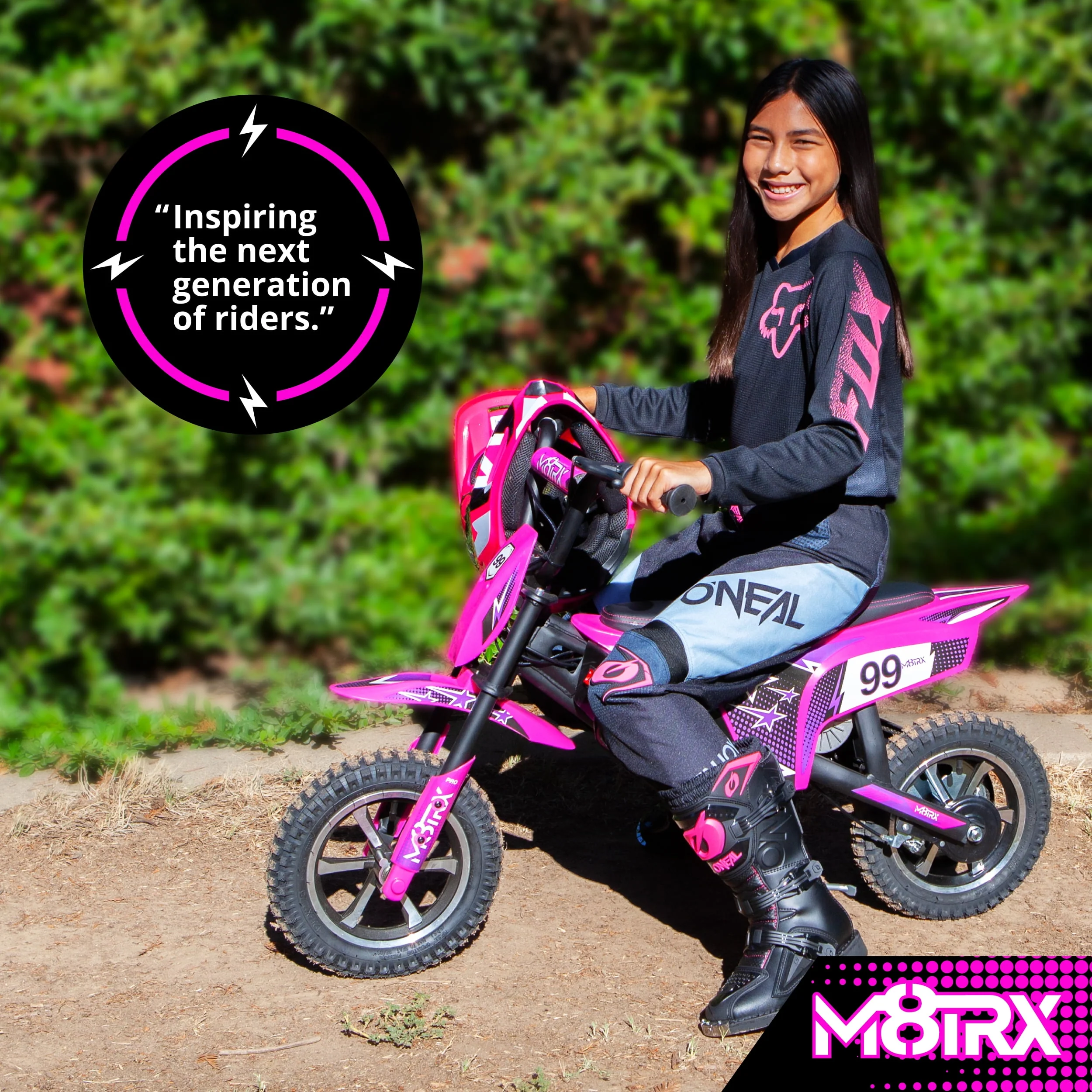 M8TRIX Blue 24V Electric Dirt Bike, Ride on Toy Motorcycle for Kids and Teens